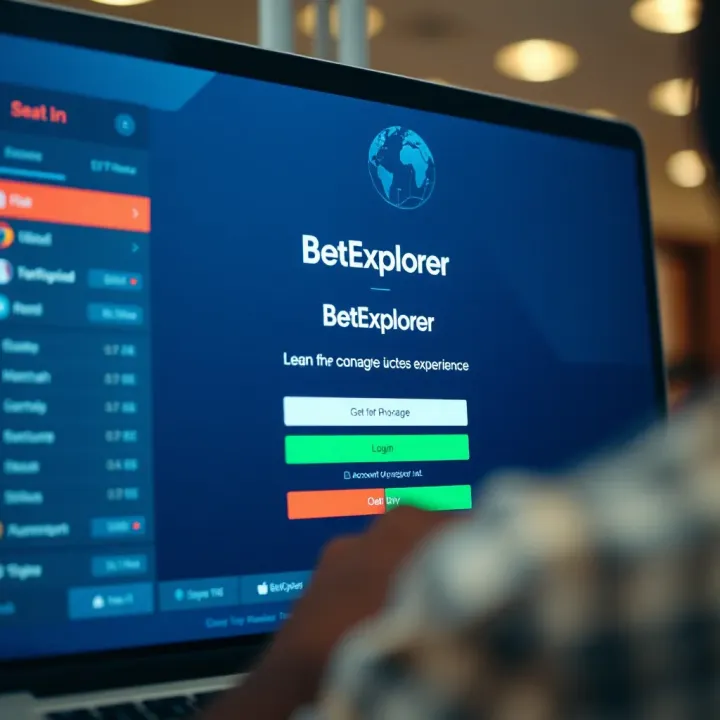 Screenshot of BetExplorer web platform showing login interface and navigation menu