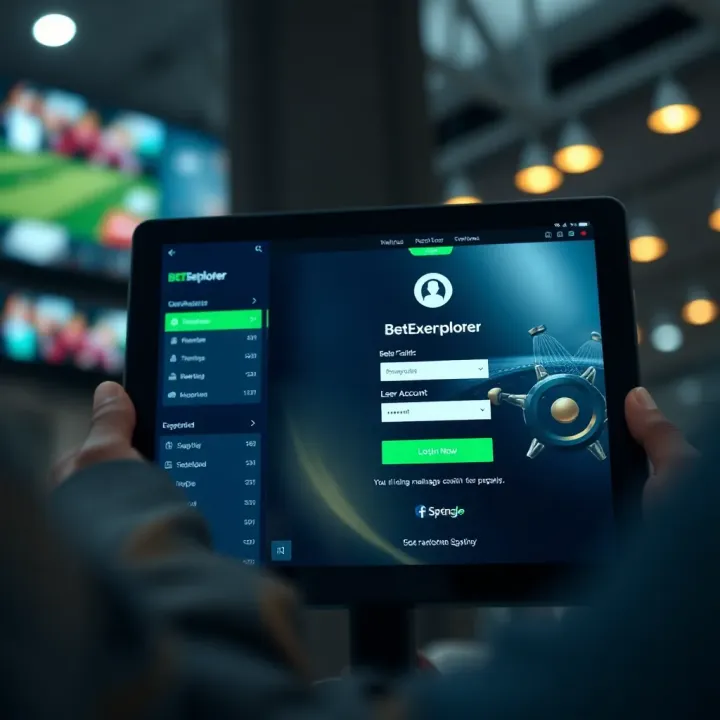 User interacting with the BetExplorer app showing navigation menu and betting features